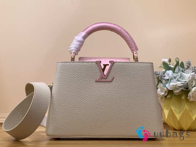 LV N82904 Capucines white bag with pink logo 21x14x8cm - 1