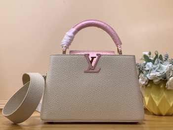 LV N82904 Capucines white bag with pink logo 21x14x8cm