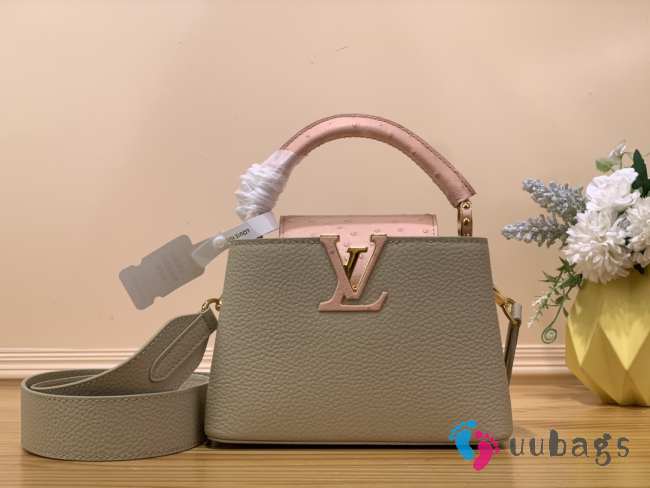 LV N82904 Capucines beige bag with pink logo 21x14x8cm - 1