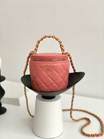 Chanel Vanity Handle Small Pink Lambskin Leather