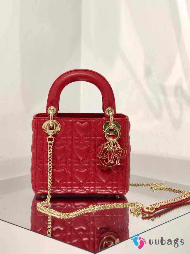 Dior Lady Amour Mini Red With Gold Hardware 17x15x7cm - 1