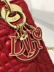 Dior Lady Amour Mini Red With Gold Hardware 17x15x7cm - 5