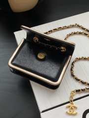 Chanel Frame Black Card Holder on Chain Aged Calfskin  - 4