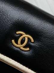 Chanel Frame Black Card Holder on Chain Aged Calfskin  - 3