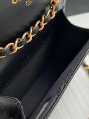 Chanel Frame Black Card Holder on Chain Aged Calfskin  - 2