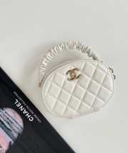 Chanel mini white round trunk with ruffle straps - 1