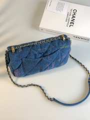 Chanel 22ss blue denim fabric flap bag 28x16x6cm - 3