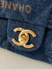 Chanel 22ss blue denim fabric flap bag 28x16x6cm - 5