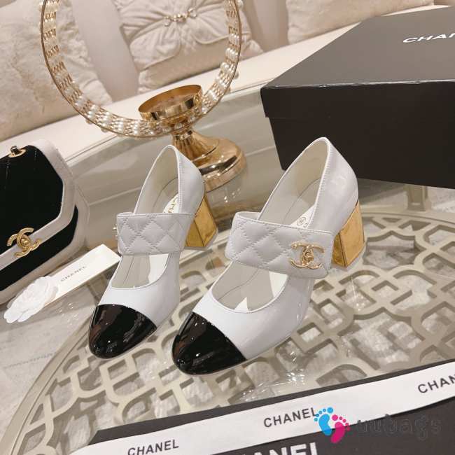 Chanel Mary Janes With Patent Goatskin White - 1