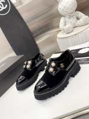 Chanel oxford shoes black glossy leather - 1