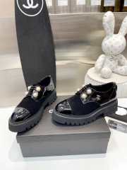 Chanel oxford shoes black glossy leather - 6