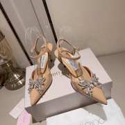 Jimmy Choo beige butterfly diamond buckle heels 6.5cm - 3