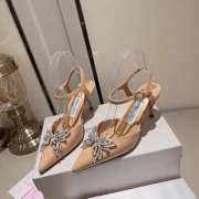 Jimmy Choo beige butterfly diamond buckle heels 6.5cm - 4