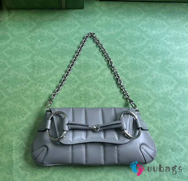 Gucci Horsebit Chain Shoulder Bag In Gray - 1