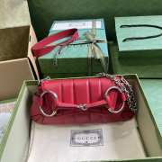 Gucci Horsebit Chain Shoulder Bag In Red - 6