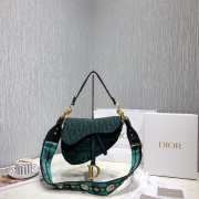 Dior Green Saddle Oblique Embroidered Canvas Bag - 1