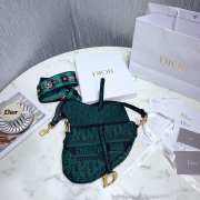 Dior Green Saddle Oblique Embroidered Canvas Bag - 4