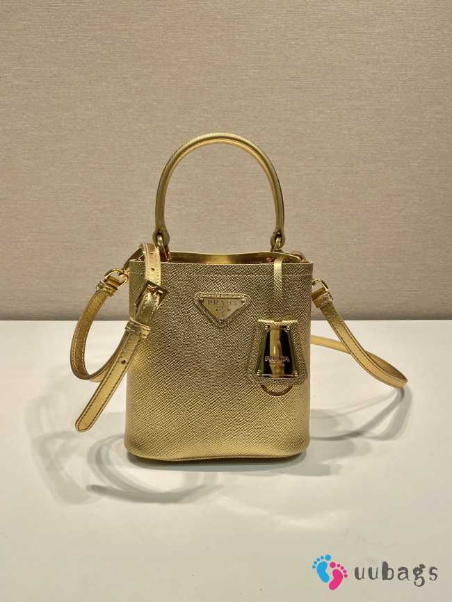 Prada gold bucket bag with nappa leather lining 15x16x9.5cm - 1