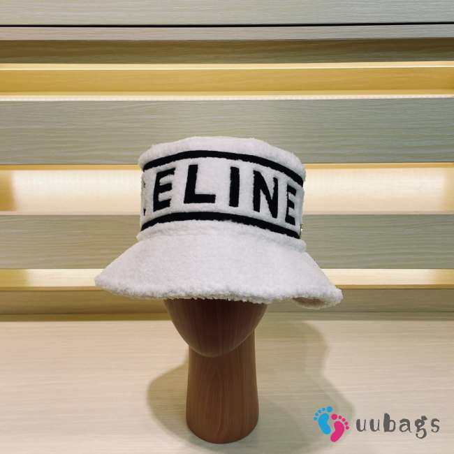 Celine white lamb wool round hat - 1