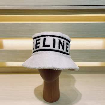 Celine white lamb wool round hat