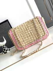 Chanel Knitted Crochet Bag In Pink 17cm - 3