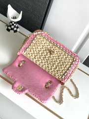 Chanel Knitted Crochet Bag In Pink 17cm - 5