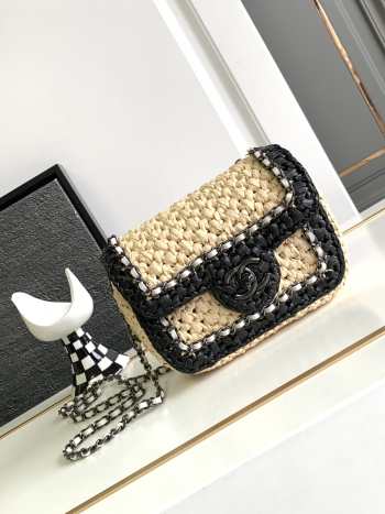 Chanel Knitted Crochet Bag In Black 17cm