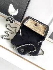 Chanel Knitted Crochet Bag In Black 17cm - 2