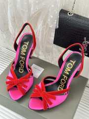 Tom Ford Velvet-bow 105 Slingback Satin Pumps In Pink - 6