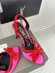 Tom Ford Velvet-bow 105 Slingback Satin Pumps In Pink - 2