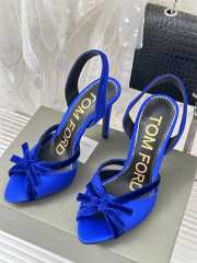 Tom Ford Velvet-bow 105 Slingback Satin Pumps In Blue - 1