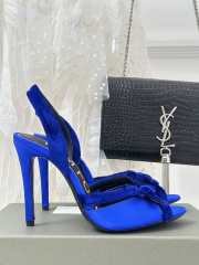 Tom Ford Velvet-bow 105 Slingback Satin Pumps In Blue - 6