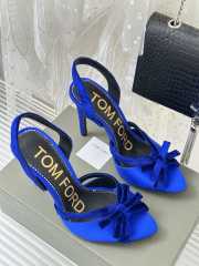 Tom Ford Velvet-bow 105 Slingback Satin Pumps In Blue - 5