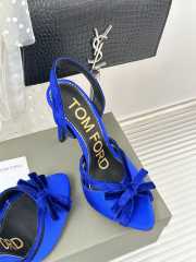 Tom Ford Velvet-bow 105 Slingback Satin Pumps In Blue - 4