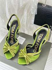 Tom Ford Velvet-bow 105 Slingback Satin Pumps In Green - 6