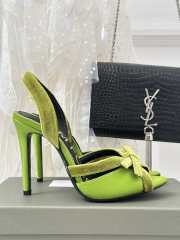 Tom Ford Velvet-bow 105 Slingback Satin Pumps In Green - 5