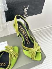 Tom Ford Velvet-bow 105 Slingback Satin Pumps In Green - 4