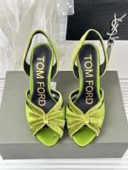 Tom Ford Velvet-bow 105 Slingback Satin Pumps In Green - 2