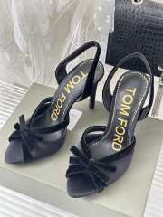 Tom Ford Velvet-bow 105 Slingback Satin Pumps In Black - 1