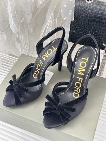 Tom Ford Velvet-bow 105 Slingback Satin Pumps In Black