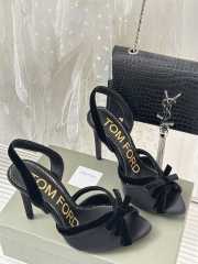 Tom Ford Velvet-bow 105 Slingback Satin Pumps In Black - 4