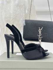 Tom Ford Velvet-bow 105 Slingback Satin Pumps In Black - 5