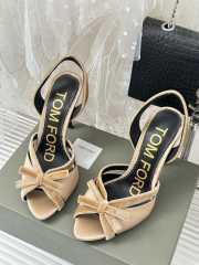 Tom Ford Velvet-bow 105 Slingback Satin Pumps In Beige - 3