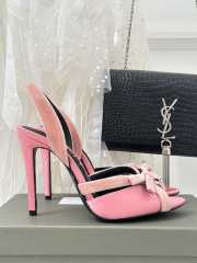 Tom Ford Velvet-bow 105 Slingback Satin Pumps In Light Pink - 2