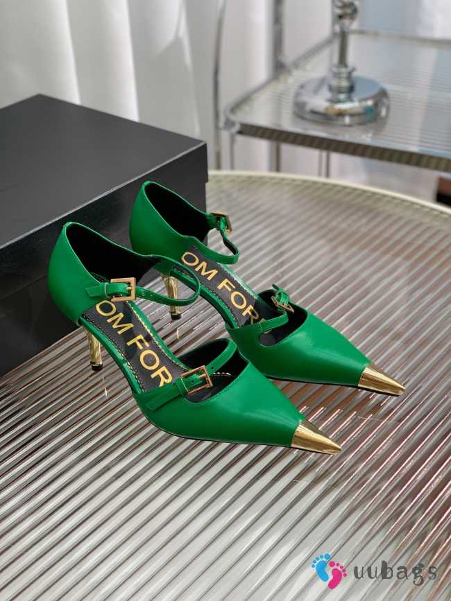 Tom Ford pointy toe sandal heels in green 7.5cm - 1