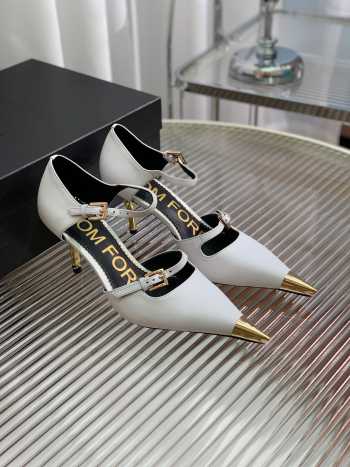 Tom Ford pointy toe sandal heels in white 7.5cm