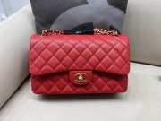 Chanel flap bag caviar with gold hardware in red 25cm - 1