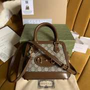 Gucci 1955 Horsebit GG Supreme Leather Bag In Brown - 1