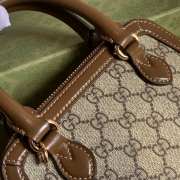 Gucci 1955 Horsebit GG Supreme Leather Bag In Brown - 2