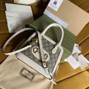 Gucci 1955 Horsebit GG Supreme Leather Bag In White - 6